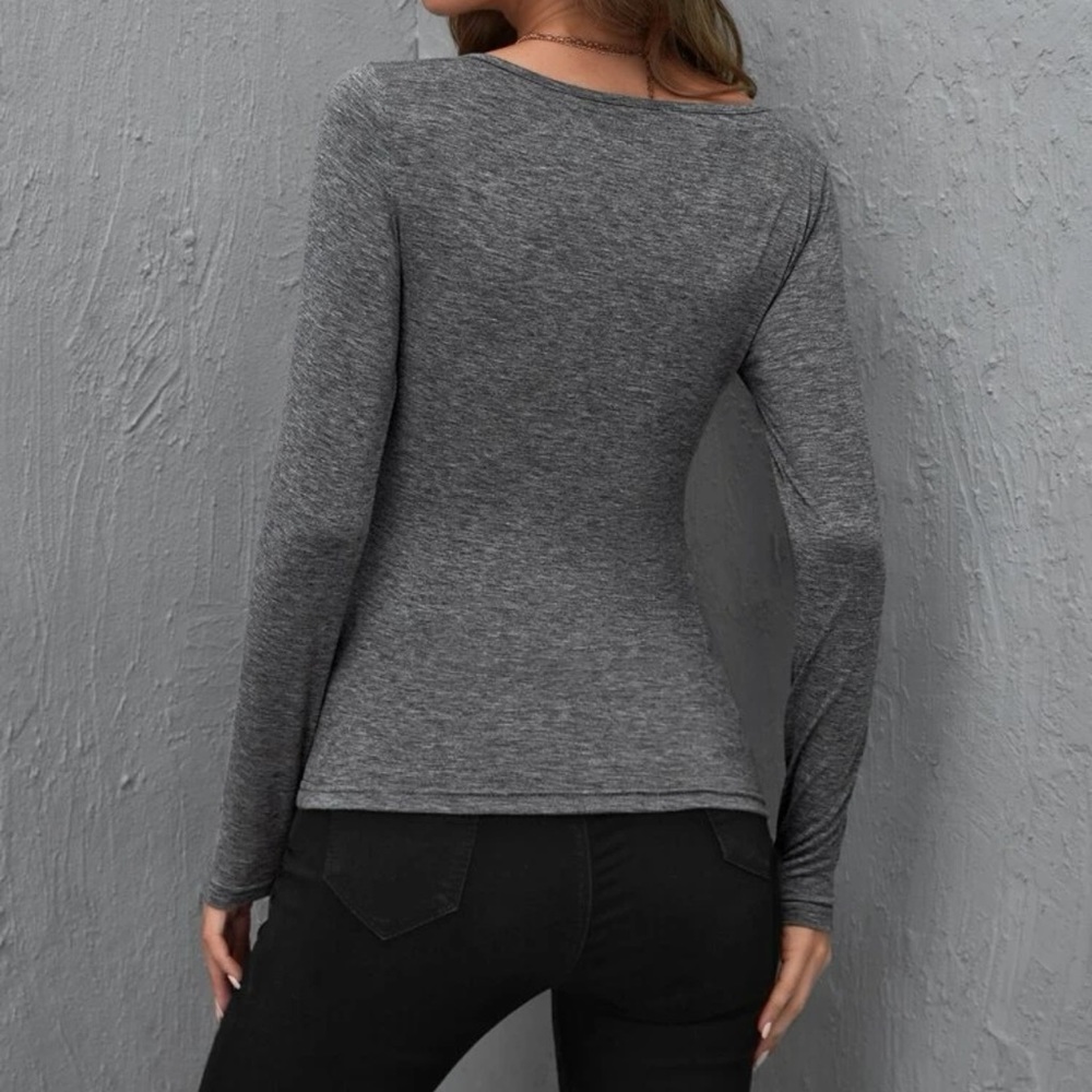 Form fitting Henley tee - Picture 2 of 3